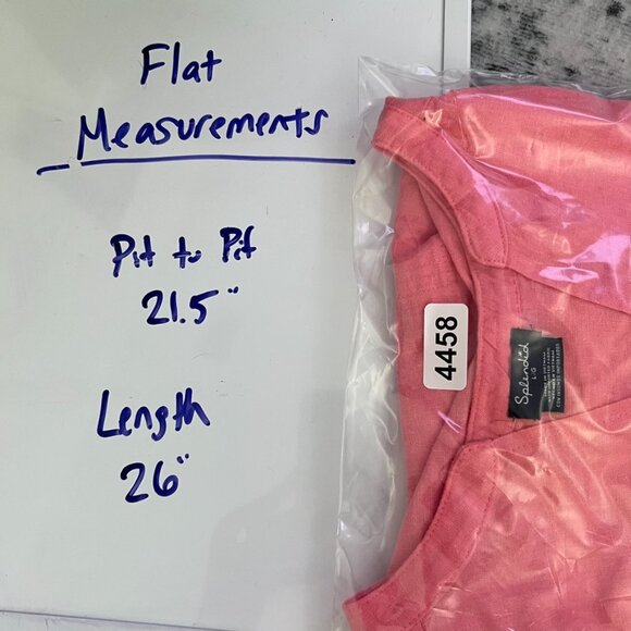 ❊SPLENDID❊ Coral Pink Soft linen Blend Tee V Neck Cap Sleeve L - Picture 6 of 6